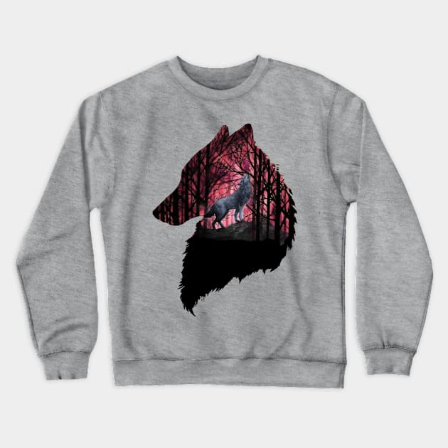 wolf in the woods Crewneck Sweatshirt by yinon-h